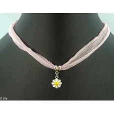 Daisy with silk bracelet/necklace (light pink)